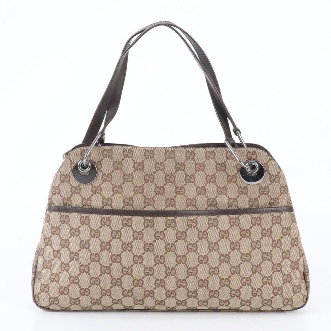 Gucci GG Canvas 121023 Leather Tote Bag Handbag Shoulder for Women: --- Catalog ---Category: SizeSize (HxWxD): 23cm x 38cm x 7cm / 9.05'' x 14.96'' x 2.75''Category: DesignType: Handbag, Shoulder bag, Tote bagColor: BrownGender: WomenMaterial: Leather , Canvas Categor