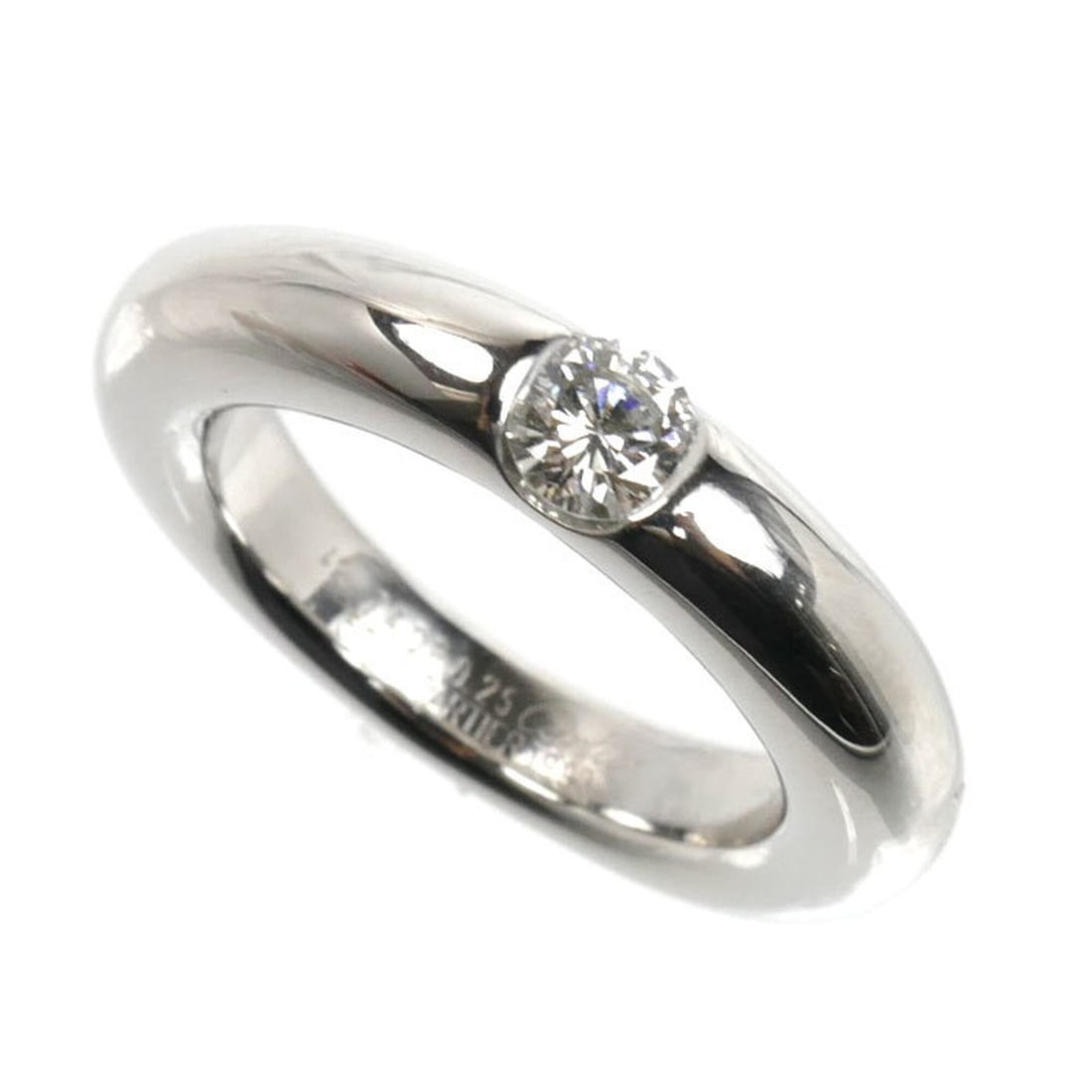 CARTIER Cartier 18KWG White Gold Ellipse Ring with 0.25ct Diamond, Size 48, 9.6g, Women's (1 of 7)