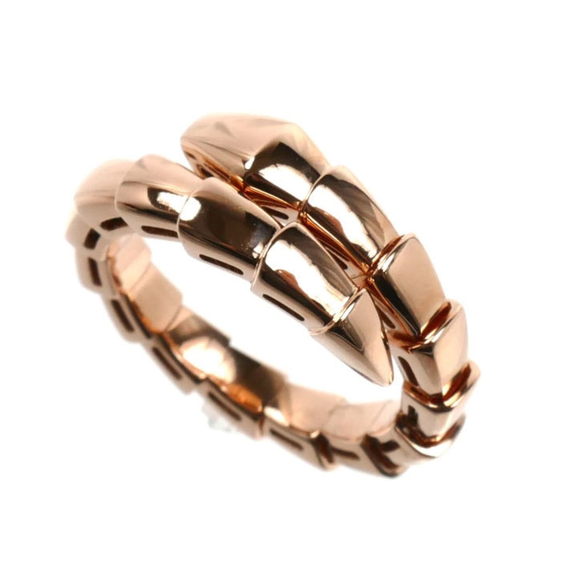 BVLGARI 18KPG Pink Gold Serpenti Viper Ring (6.3g) - Women's: --- Catalog ---Category: SizeUS Size: 4.5Brand Size: 48Category: DesignType: Band ringGender: WomenMaterial: Pink gold (18K)Category: GeneralBrand: BvlgariCountry of Origin: Italy--- Item List ---Sect