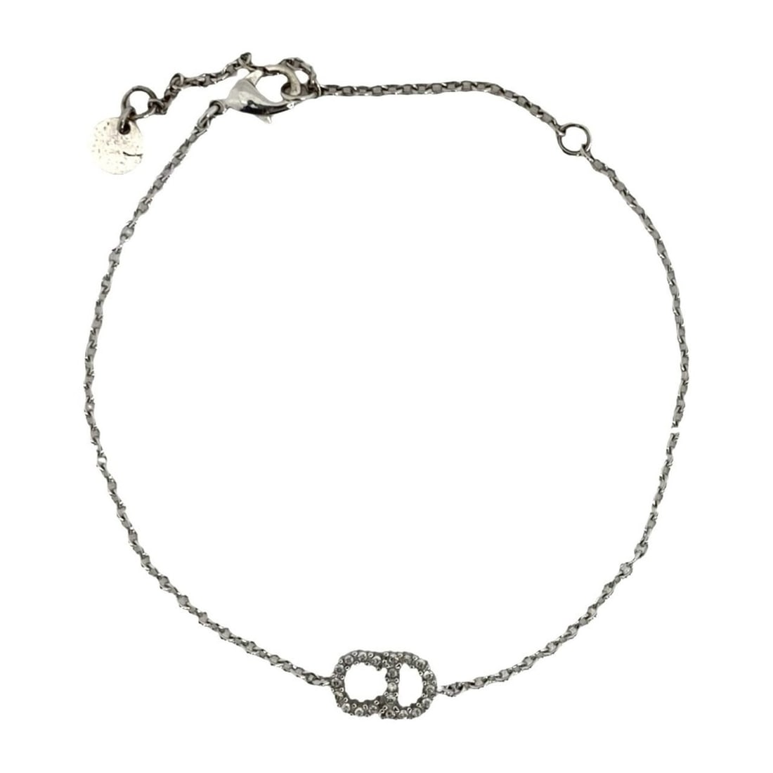 Christian Dior CD Logo Motif Plated Chain Bracelet, Silver, 08333: --- Catalog ---Category: SizeLength: 16.5cm - 22cm / 6.49'' - 8.66''Category: DesignType: Charm braceletColor: SilverGender: WomenMaterial: AlloyCategory: GeneralBrand: Christian Dior--- Item List ---
