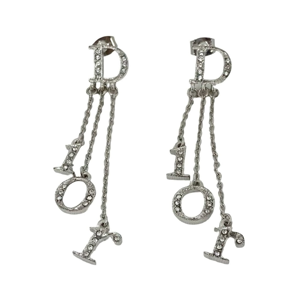 Christian Dior logo motif plated chain earrings, silver, accessory 08235: --- Catalog ---Category: SizeSize (HxWxD): 60.00mm x 9.00mm / 2.36'' x 0.35''Category: DesignType: Stud earringsColor: SilverGender: WomenMaterial: AlloyCategory: GeneralBrand: Christian Dior--- Item 
