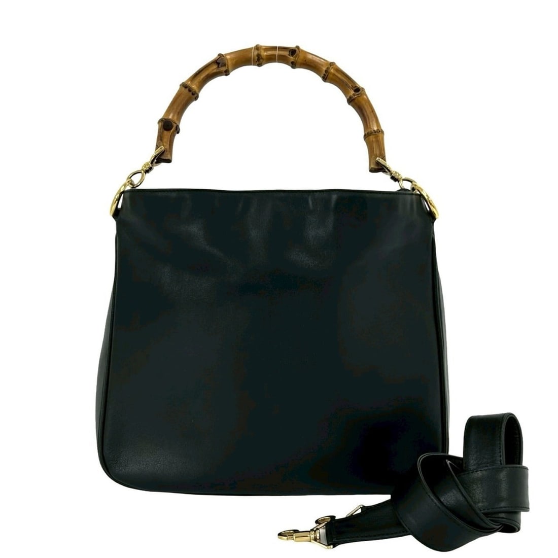 GUCCI Vintage Bamboo Leather 2-way Handbag/Tote Bag/Shoulder Bag, Black, 84200: --- Catalog ---Category: SizeSize (HxWxD): 25.5cm x 28.5cm x 9cm / 10.03'' x 11.22'' x 3.54''Category: DesignType: Handbag, Shoulder bag, Tote bagColor: BlackGender: WomenMaterial: Leather Category: G