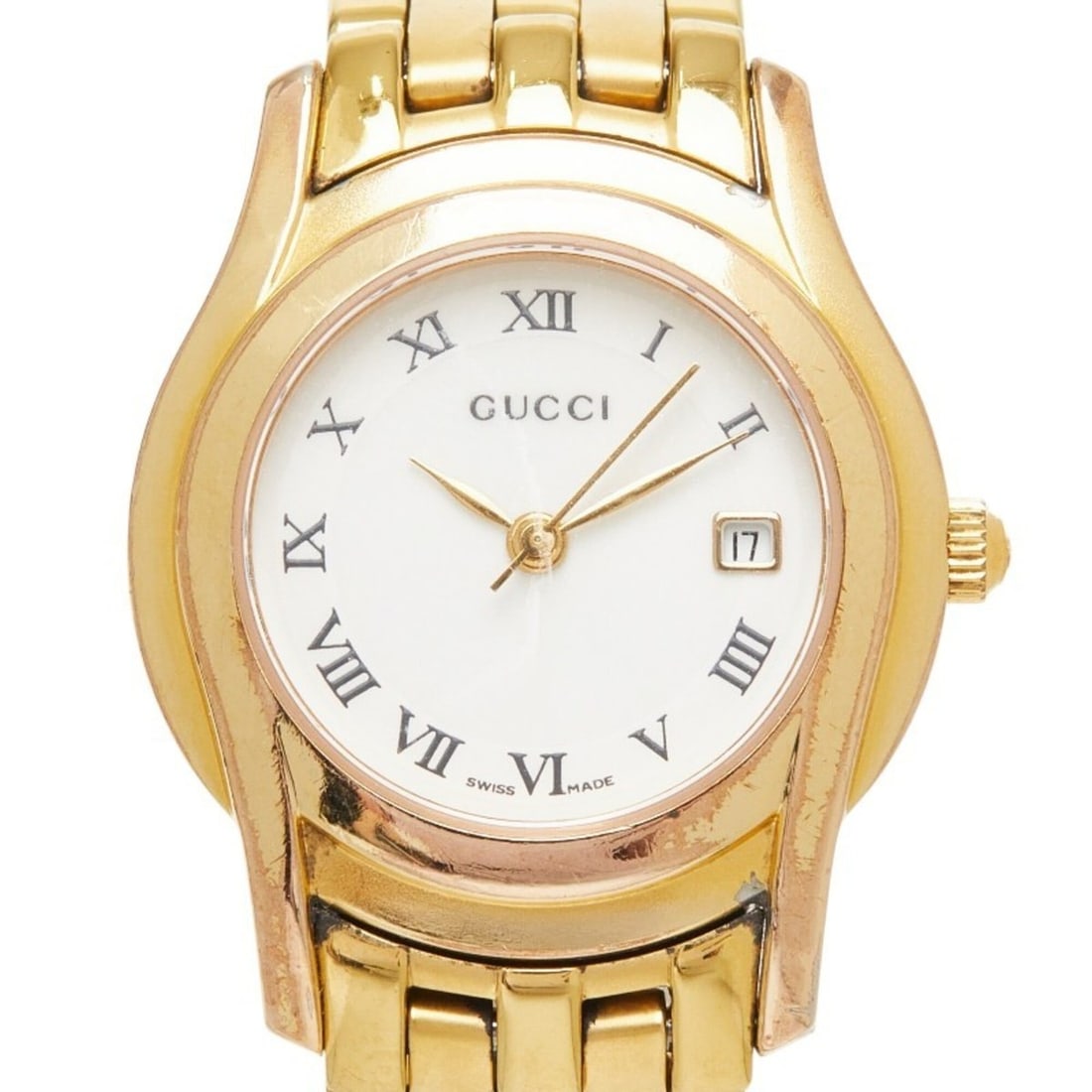Gucci G-Class 5400L Quartz Watch, White Dial, Stainless Steel Plated, Women's Watch.: --- Catalog ---Category: SizeWrist Size: 14cm / 5.51''Case Diameter: 26.8mm / 1.06''Category: DesignType: WristwatchGender: WomenColor (Dial): WhiteMaterial (Band): Gold plated, Stainless steelMateria