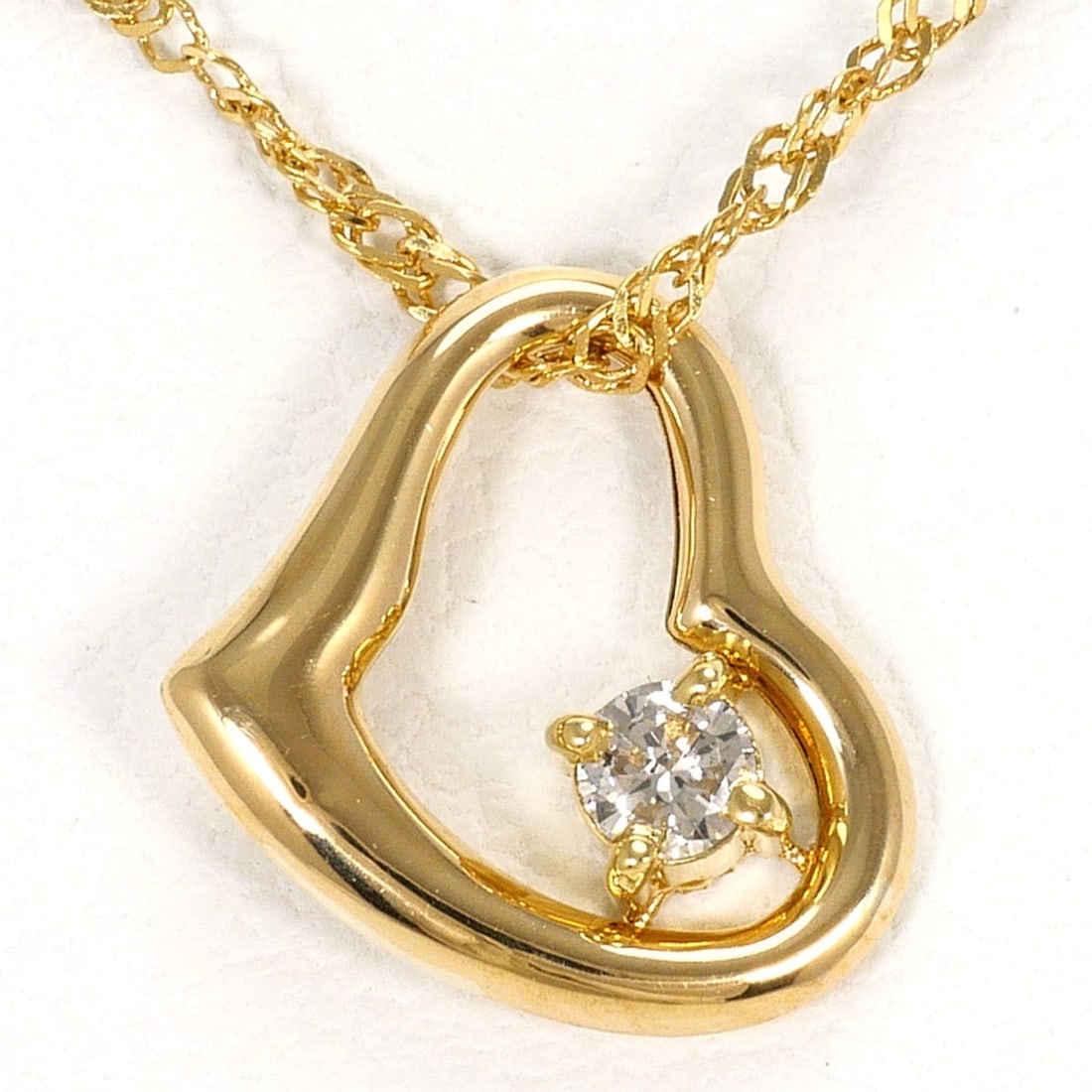 18K (18-karat) Yellow Gold Necklace with 0.07ct Diamond, Total Weight 1.4g, 40cm Length, Jewelry (1 of 11)