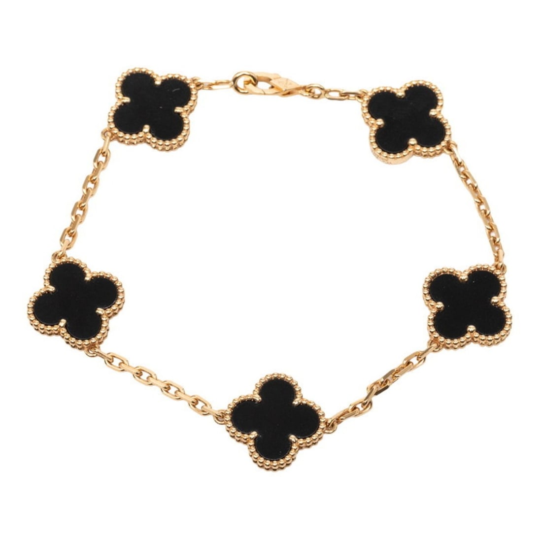 Van Cleef & Arpels Vintage Alhambra 5P Onyx Chain Bracelet VCARA41300 Black Gold 18KYG Yellow Au750 (1 of 18)