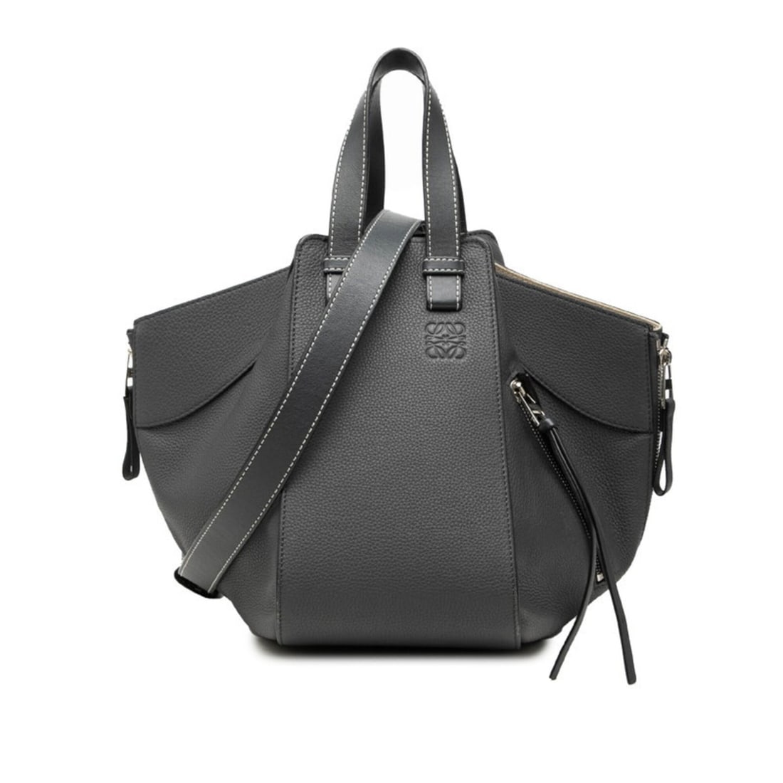 Loewe Hammock Small Handbag Shoulder Bag 2-Way Gray Leather Women's LOEWE: --- Catalog ---Category: SizeSize (HxWxD): 24cm x 28cm x 28cm / 9.44'' x 11.02'' x 11.02''Category: DesignType: Handbag, Shoulder bagColor: GrayGender: WomenMaterial: Leather Category: GeneralBrand: L