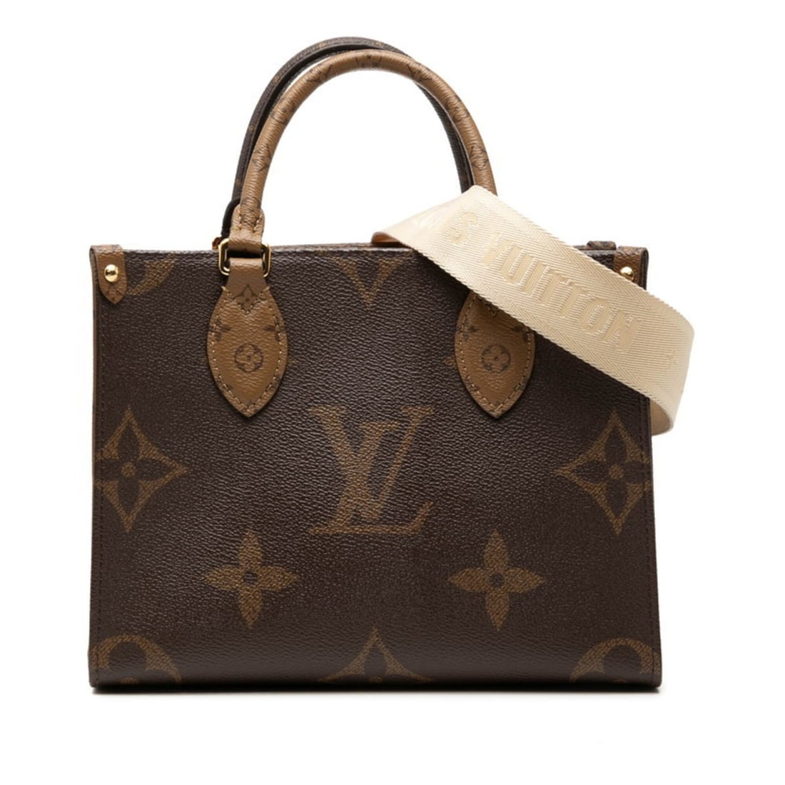Louis Vuitton Monogram Giant Reverse OnTheGo PM Handbag Shoulder Bag 2WAY M46373 Brown Leather (1 of 11)