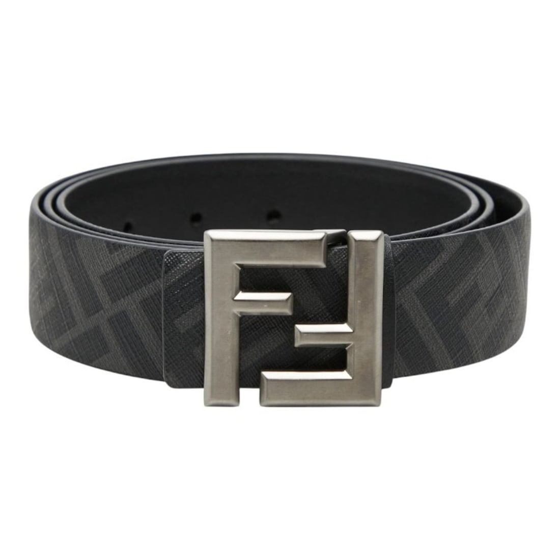 Fendi Zucca FF Logo Square Buckle Reversible Belt 7C0541 ASIW Black Gray Calfskin Men's FENDI: --- Catalog ---Category: SizeLength: 101cm - 111cm / 39.76'' - 43.7''Category: DesignType: Standard beltColor: Black, GrayGender: MenLeather/Fur Type: CalfskinMaterial (Strap): Leather Category: Gener