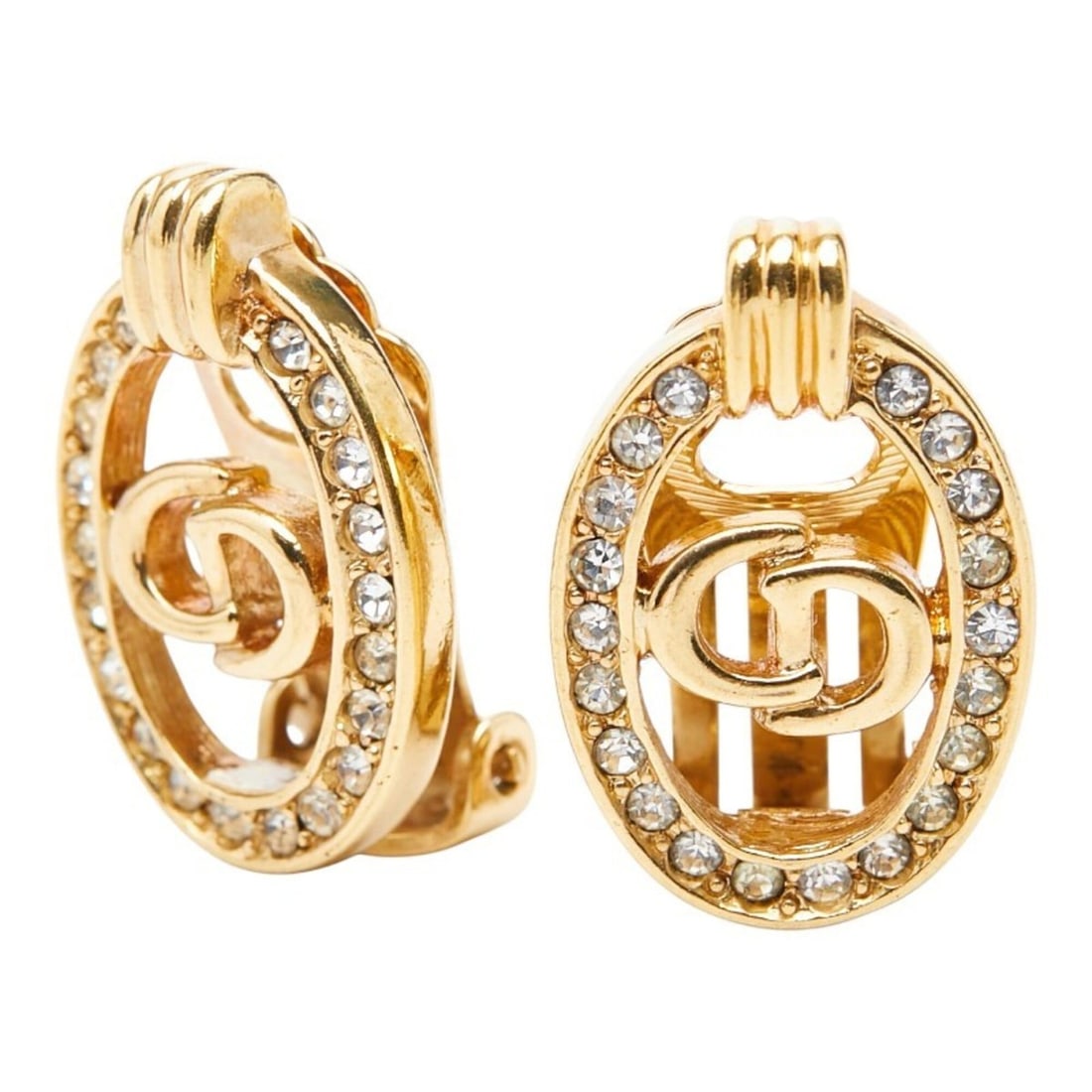 Christian Dior Dior CD Logo Oval Earrings, Gold Plated Rhinestones, Women's: --- Catalog ---Category: SizeSize (HxWxD): 21.50mm x 14.20mm / 0.85'' x 0.56''Category: DesignType: Clip earringsColor: GoldGender: WomenMaterial: RhinestoneCategory: GeneralBrand: Christian Dior--- I