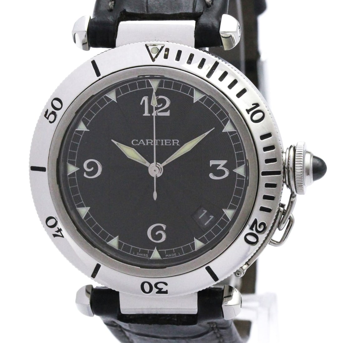 Cartier Pasha 38 Automatic Stainless Steel Men's Dress/Formal W310625: --- Catalog ---Category: SizeCase Diameter: 38mm / 1.5''Category: DesignType: WristwatchStyle: Dress/FormalGender: MenColor (Dial): GrayMaterial (Band): LeatherMaterial (Case): Stainless steelCategory
