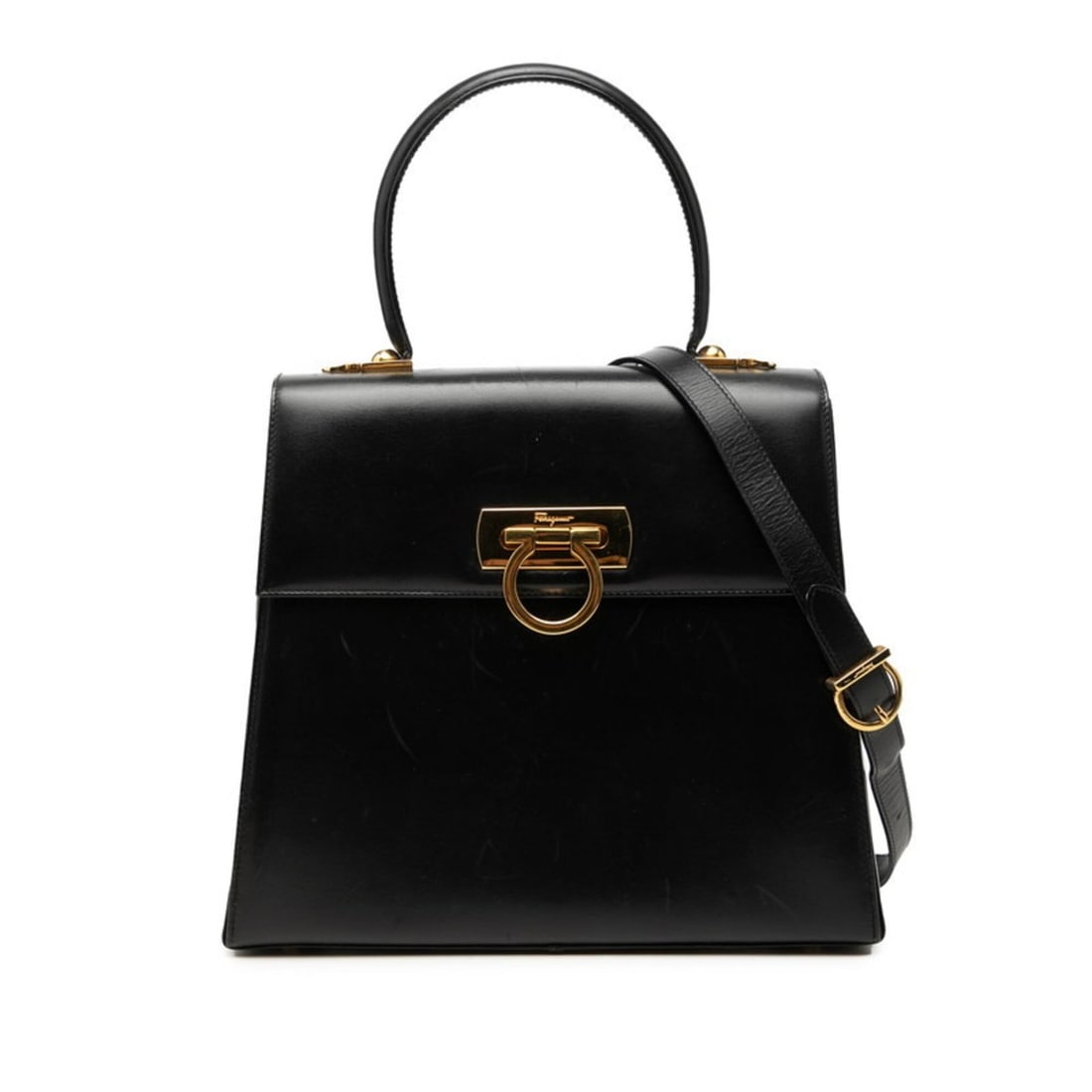 Salvatore Ferragamo Gancini Handbag Shoulder Bag 2-Way Black Leather Women's: --- Catalog ---Category: SizeSize (HxWxD): 22.5cm x 26.5cm x 10cm / 8.85'' x 10.43'' x 3.93''Category: DesignType: Handbag, Shoulder bagColor: BlackGender: WomenMaterial: Leather Category: GeneralBran
