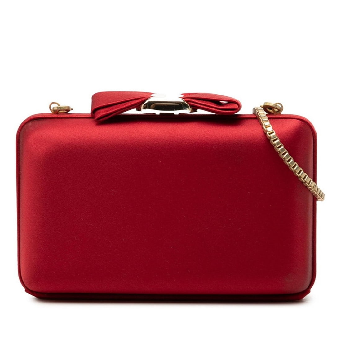 Salvatore Ferragamo Vara Ribbon Evening Bag Chain Shoulder EW-21 D 379 Red Gold Satin Plated Women's: --- Catalog ---Category: SizeSize (HxWxD): 9.5cm x 15.5cm x 4.5cm / 3.74'' x 6.1'' x 1.77''Category: DesignType: Evening bag, Shoulder bagColor: Gold, Red colorGender: WomenMaterial: Satin Category: G
