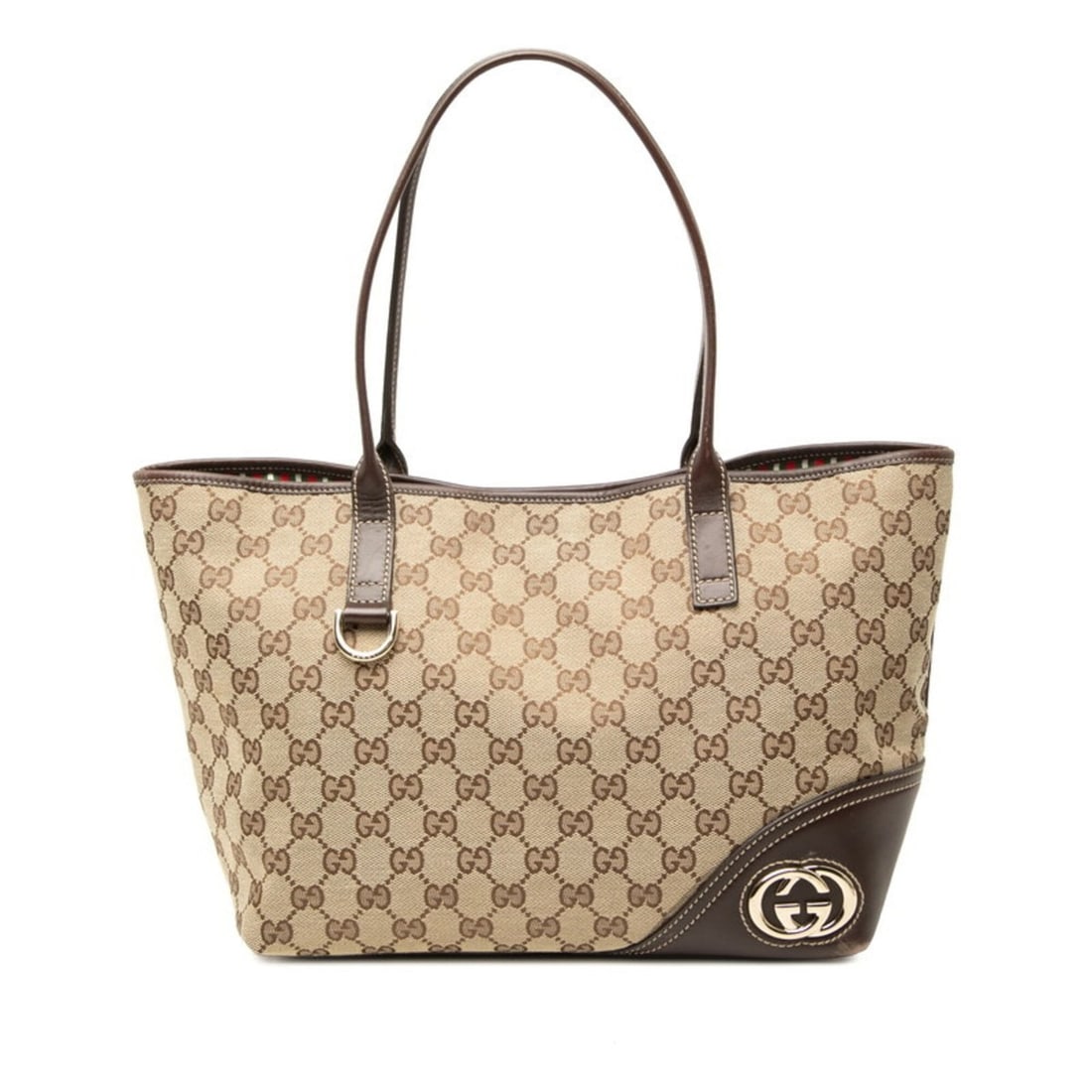 Gucci GG Canvas New Brit Tote Bag Handbag 169946 Beige Brown Leather Women's GUCCI (1 of 11)