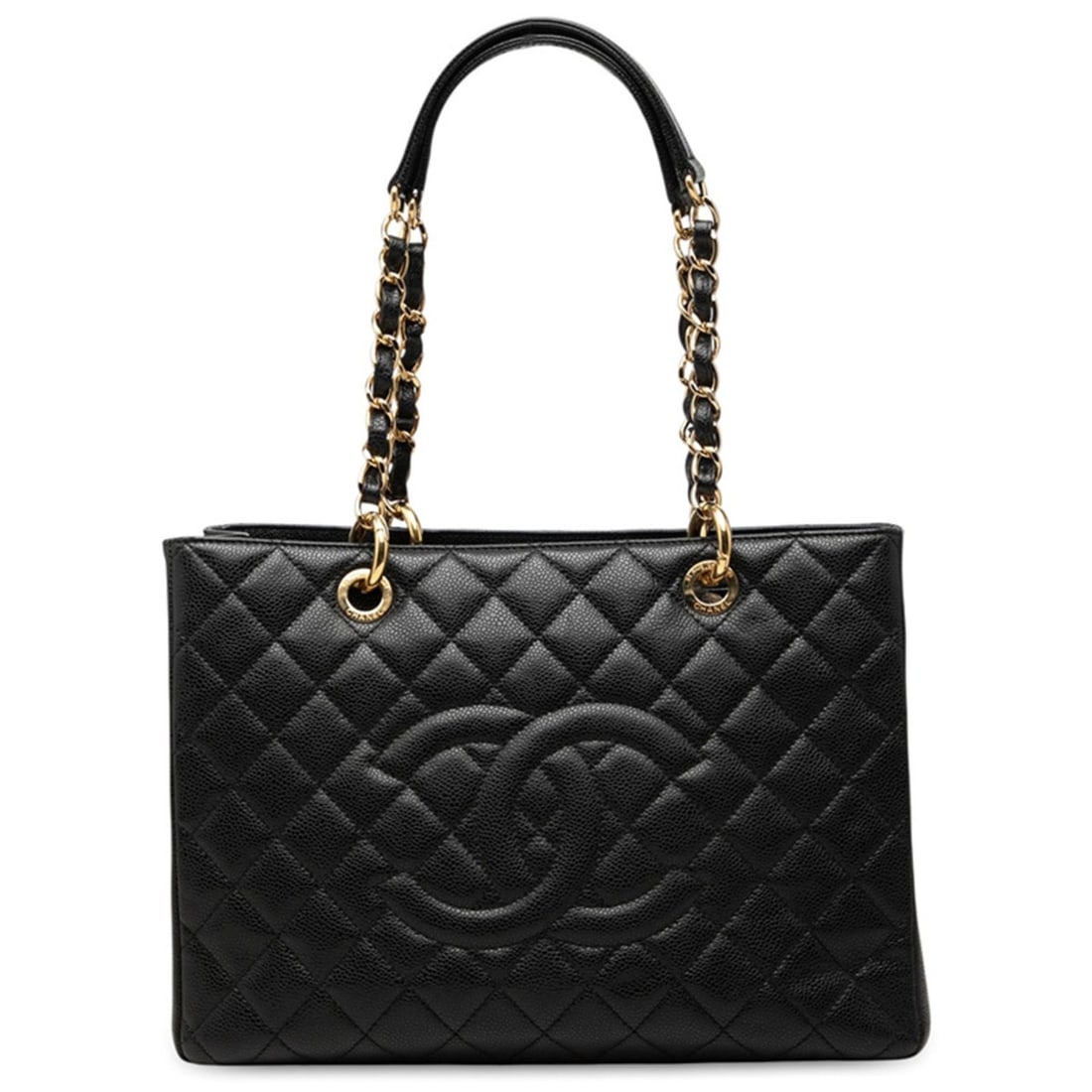 Chanel Matelassé Coco Mark Handbag Tote Bag Black Caviar Leather Women's CHANEL: --- Catalog ---Category: SizeSize (HxWxD): 25cm x 34cm x 13cm / 9.84'' x 13.38'' x 5.11''Category: DesignType: Handbag, Tote bagColor: BlackGender: WomenMaterial: Grained Calfskin Category: GeneralBra
