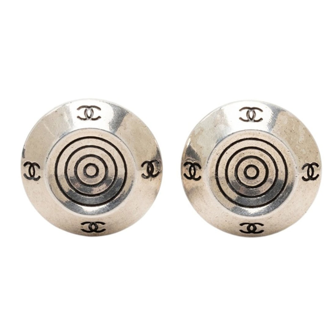 Chanel Coco Mark Round Earrings, Silver Metal, Women's CHANEL: --- Catalog ---Category: SizeSize (HxWxD): 21.90mm x 21.90mm / 0.86'' x 0.86''Category: DesignType: Stud earringsColor: SilverGender: WomenMaterial: MetalCategory: GeneralBrand: Chanel--- Item List --