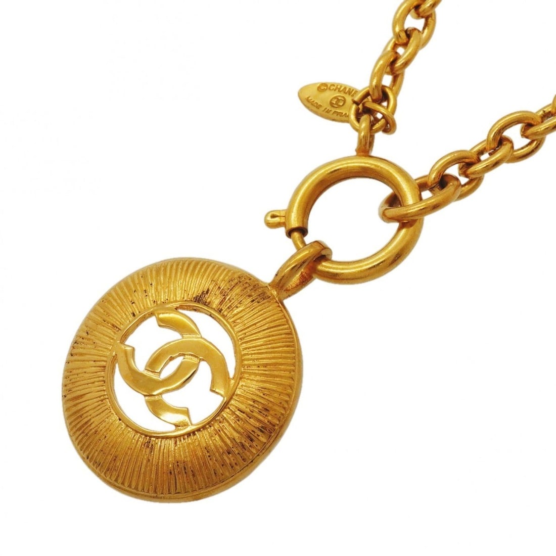 Chanel Necklace, Coco Mark Circle, GP Plated Gold, Women's: --- Catalog ---Category: SizePendant Size: 39.8mm x 30.8mm / 1.56'' x 1.21''Neck Circumference: 58 cm / 22.83''Category: DesignColor: GoldGender: WomenMaterial: Gold platingNecklace Type: NecklaceCate