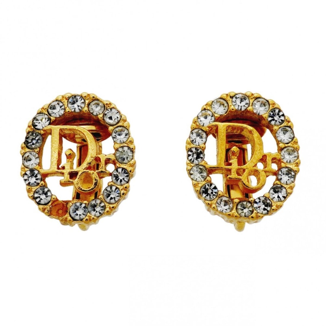 Christian Dior Earrings, GP Plated Rhinestone Gold, Women's: --- Catalog ---Category: SizeSize (HxWxD): 15.50mm x 13.30mm / 0.61'' x 0.52''Category: DesignType: Clip earringsColor: GoldGender: WomenMaterial: Gold plating, RhinestoneCategory: GeneralBrand: Chris
