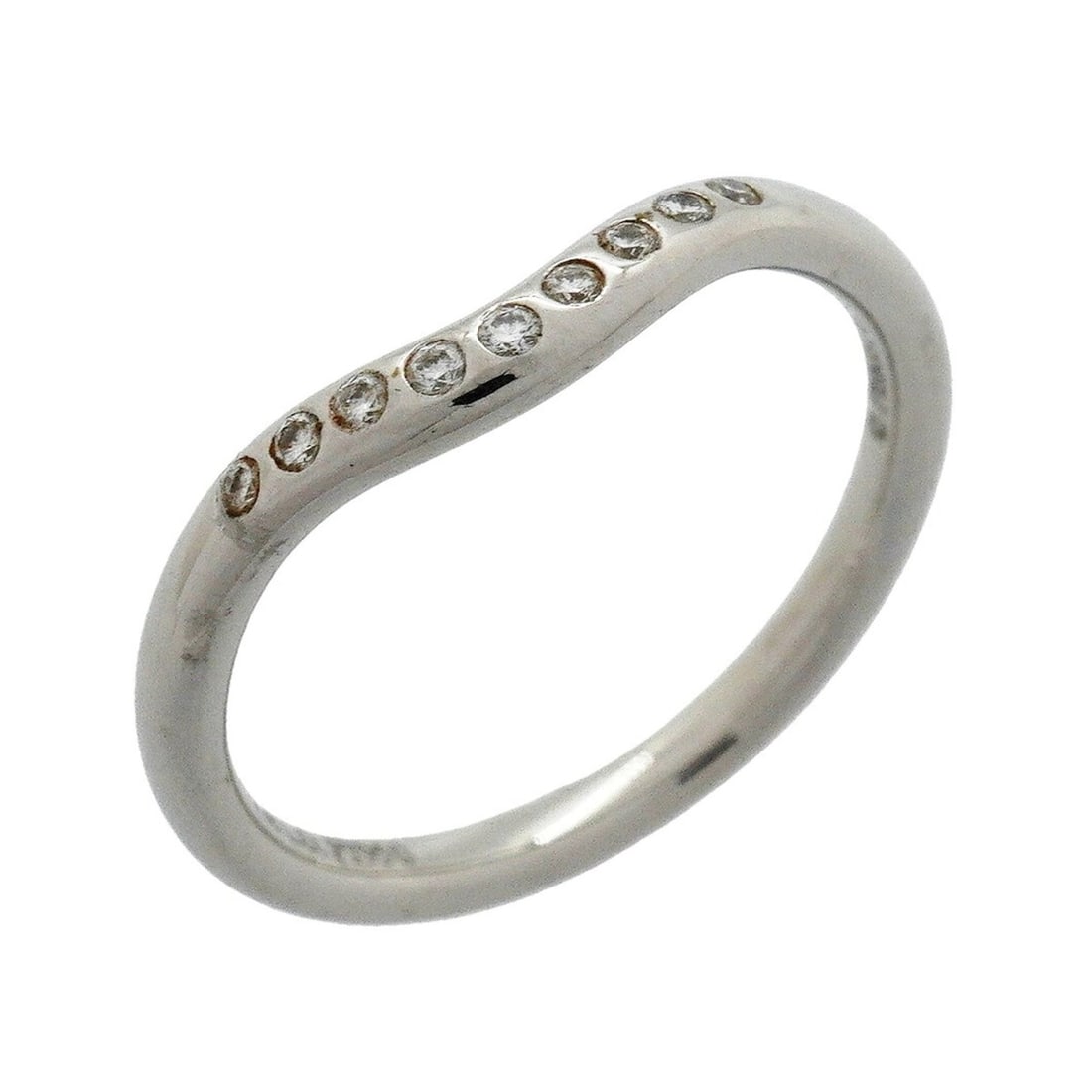 Tiffany & Co. Curved Band Ring, Platinum 950, Diamond, Size 9, Women's: --- Catalog ---Category: SizeJP Size: 9US Size: 5Category: DesignType: Band ringStone: DiamondGender: WomenMaterial: Platinum 950Category: GeneralBrand: Tiffany--- Item List ---Section: ConditionRanki