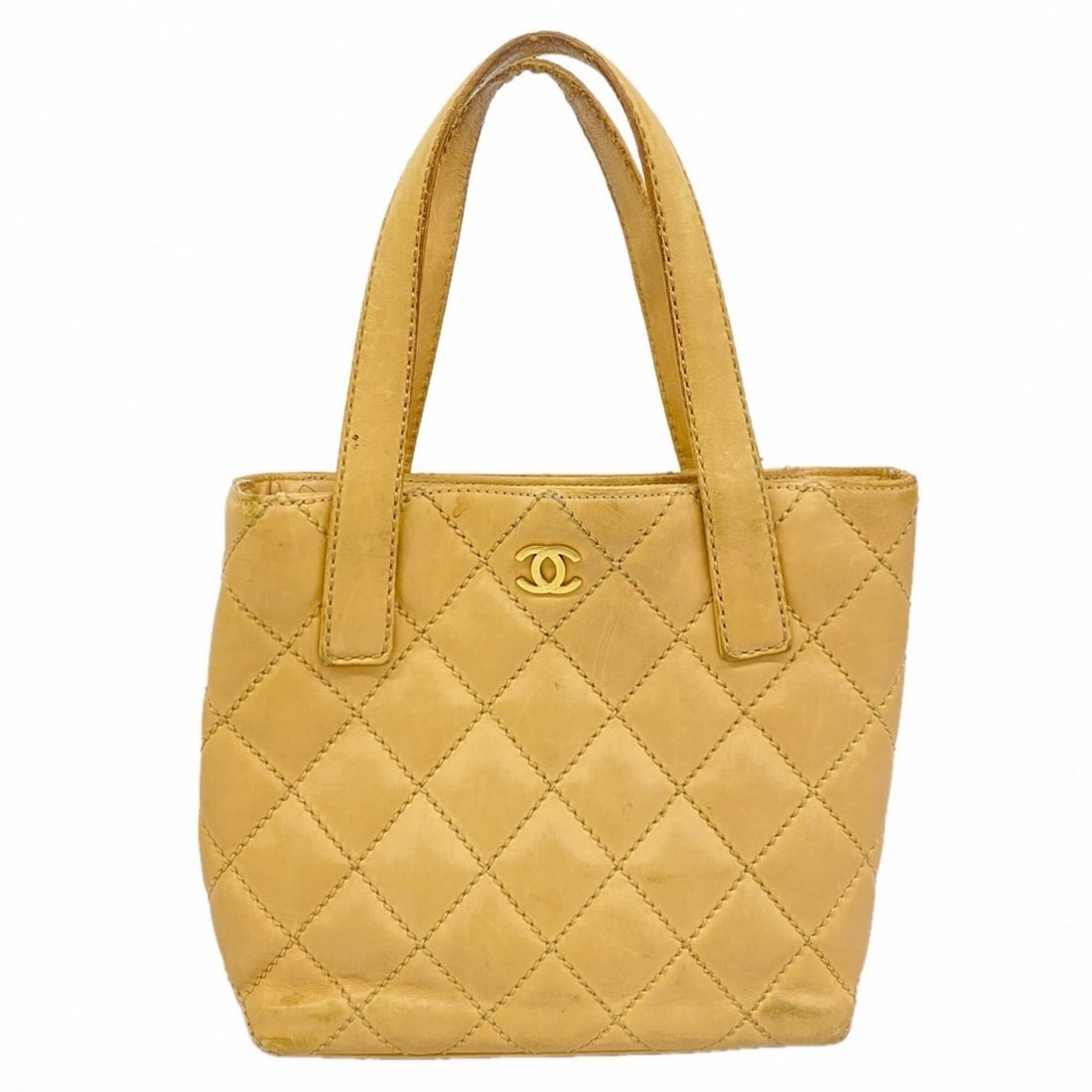 Chanel Tote Bag, Wild Stitch, Lambskin, Beige, Women's: --- Catalog ---Category: SizeSize (HxWxD): 24cm x 23.5cm x 8cm / 9.44'' x 9.25'' x 3.14''Category: DesignType: Tote bagColor: BeigeGender: WomenMaterial: Leather Hardware Color: GoldLeather/Fur Type: 