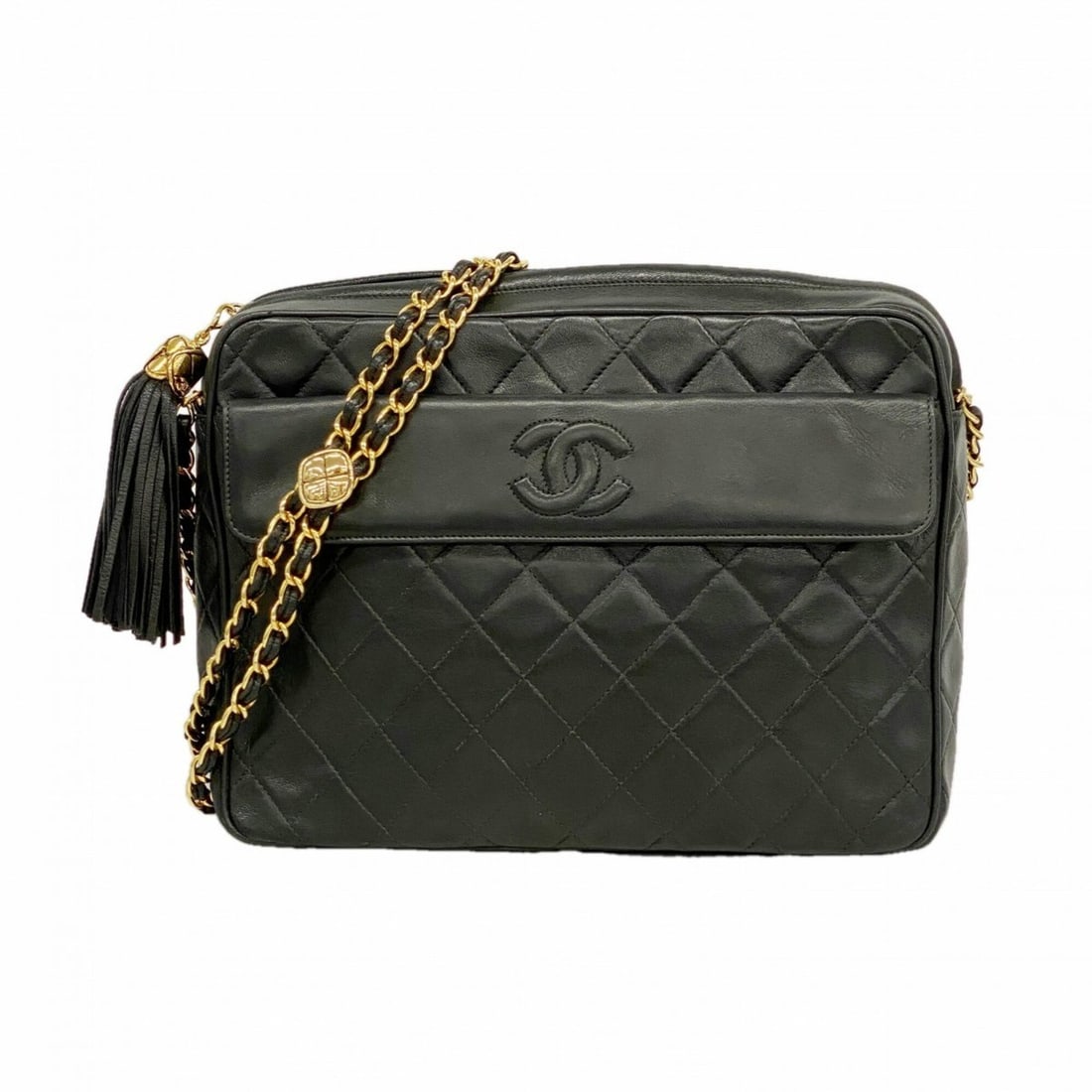 Chanel Matelassé Shoulder Bag with Chain Strap, Lambskin, Black, Women's, P3133529: --- Catalog ---Category: SizeSize (HxWxD): 21.5cm x 27cm x 7cm / 8.46'' x 10.62'' x 2.75''Category: DesignType: Shoulder bagColor: BlackGender: WomenMaterial: Leather Hardware Color: GoldLeather/Fur T