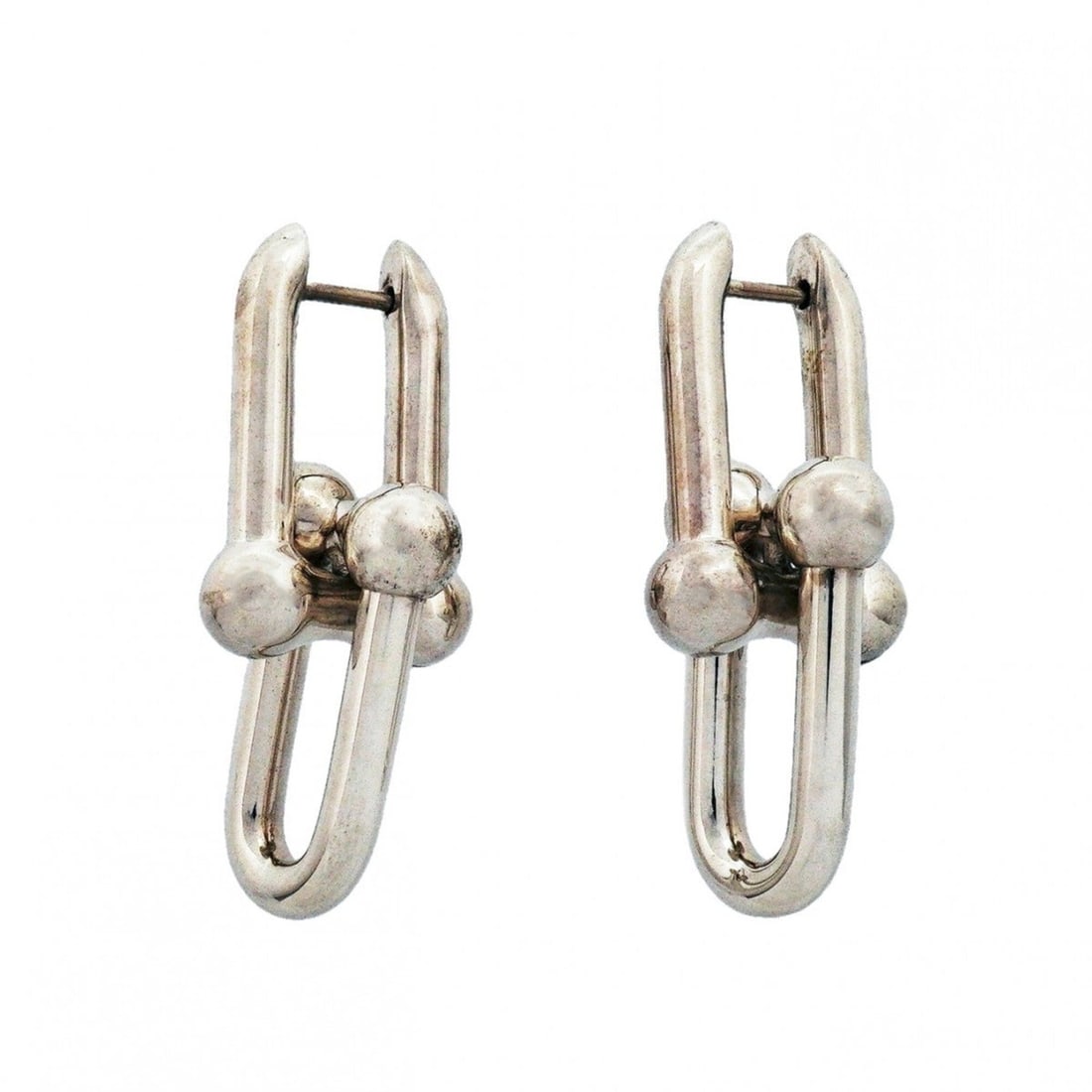Tiffany & Co. Hardware Large Link Sterling Silver 925 Earrings (Men's Women's) OP013360 (1 of 14)