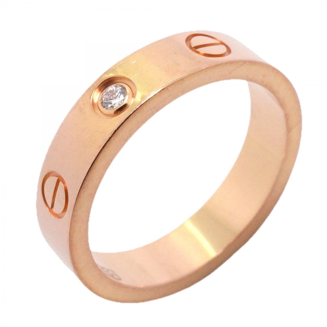 Cartier Mini Love Ring, 1PD, 18KPG Pink Gold, Diamond, Size 49, Women's, OP012411: --- Catalog ---Category: SizeUS Size: 5Brand Size: 49Category: DesignType: Band ringStone: DiamondGender: WomenMaterial: Pink gold (18K)Category: GeneralBrand: Cartier--- Item List ---Section: Conditi