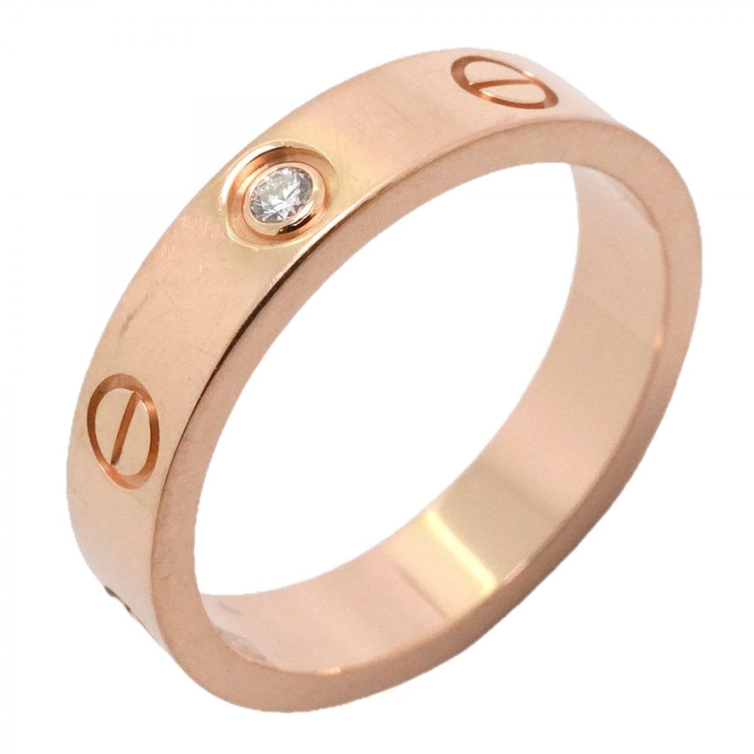 Cartier Mini Love Ring, 1PD, 18KPG Pink Gold, Diamond, Size #51, Ladies', OP011243 (1 of 14)