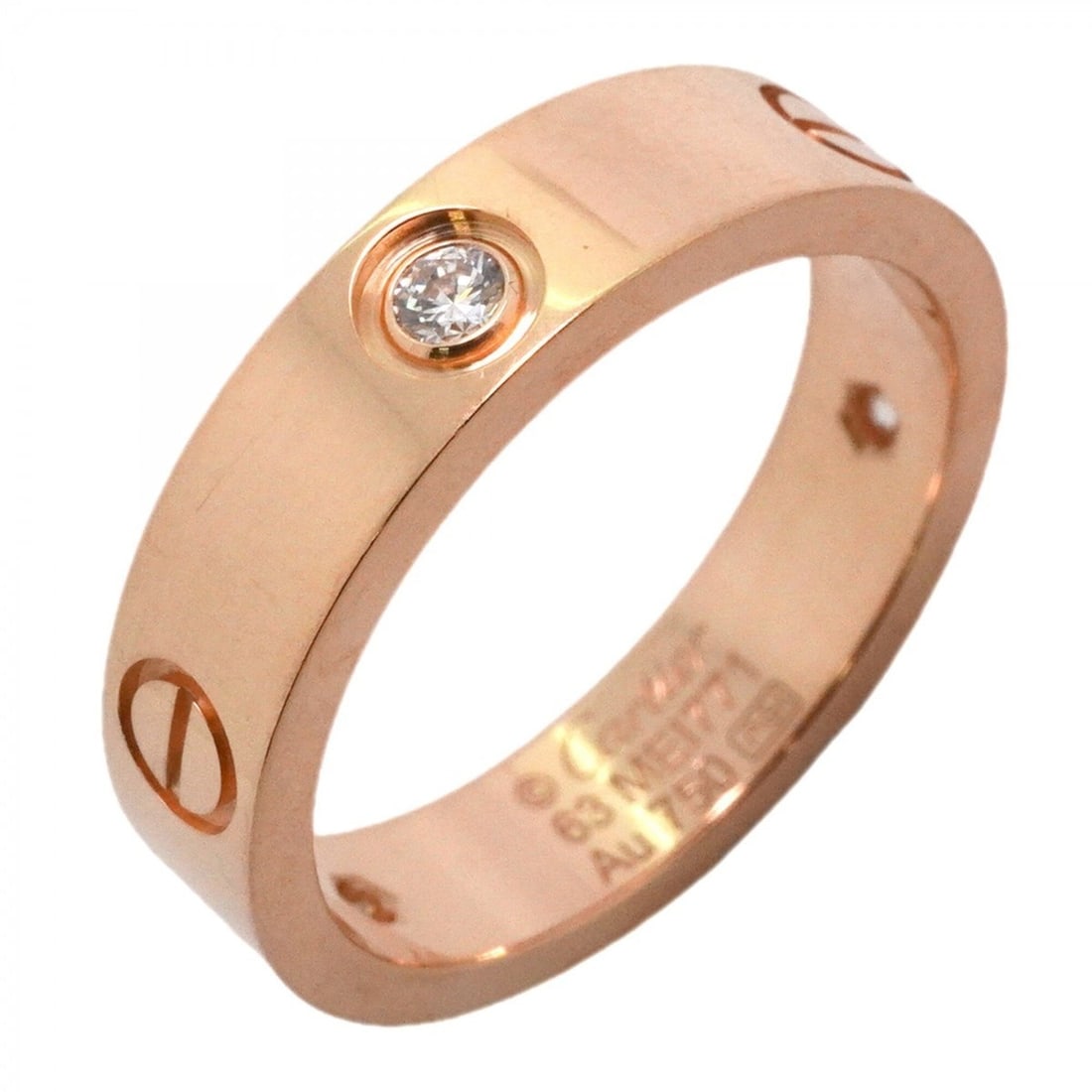 Cartier Love Ring 3PD 18KPG Pink Gold Diamond #63 Men's OP011242 (1 of 11)