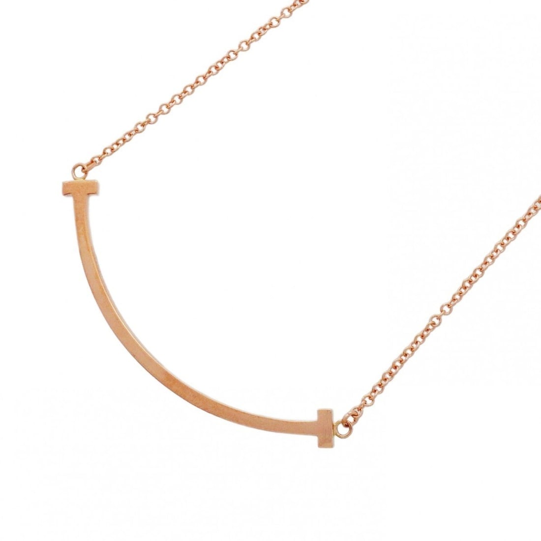 Tiffany & Co. T Smile Small Necklace, 18K Pink Gold, Women's: --- Catalog ---Category: SizePendant Size: 10mm x 37.1mm / 0.39'' x 1.46''Neck Circumference: 40.5 cm - 45.5 cm / 15.94'' - 17.91''Category: DesignGender: WomenMaterial: Pink gold (18K)Necklace Type: 