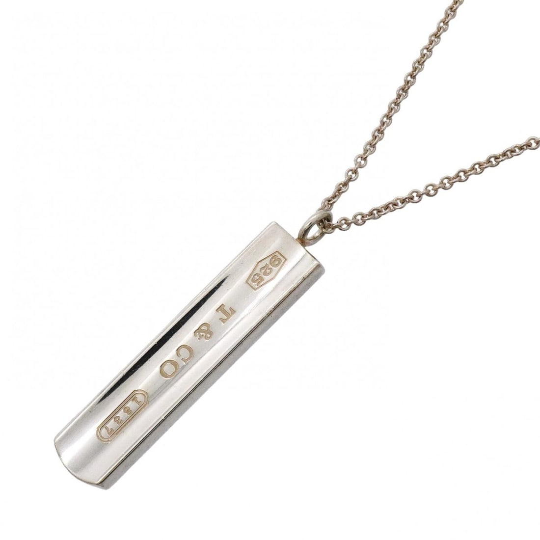Tiffany & Co. Narrow Bar Necklace, Sterling Silver 925, Women's: --- Catalog ---Category: SizePendant Size: 40.8mm x 8.4mm / 1.6'' x 0.33''Neck Circumference: 46 cm / 18.11''Category: DesignGender: WomenMaterial: Silver 925Necklace Type: NecklaceCategory: GeneralBr