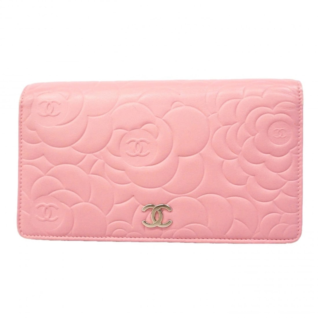 Chanel long wallet, Camellia design, lambskin, pink, women's, P3195642: --- Catalog ---Category: SizeSize (HxWxD): 18cm x 10.5cm x 2.5cm / 7.08'' x 4.13'' x 0.98''Category: DesignType: Long wallet (bi-fold)Color: PinkGender: WomenMaterial: Leather Leather/Fur Type: Lambsk