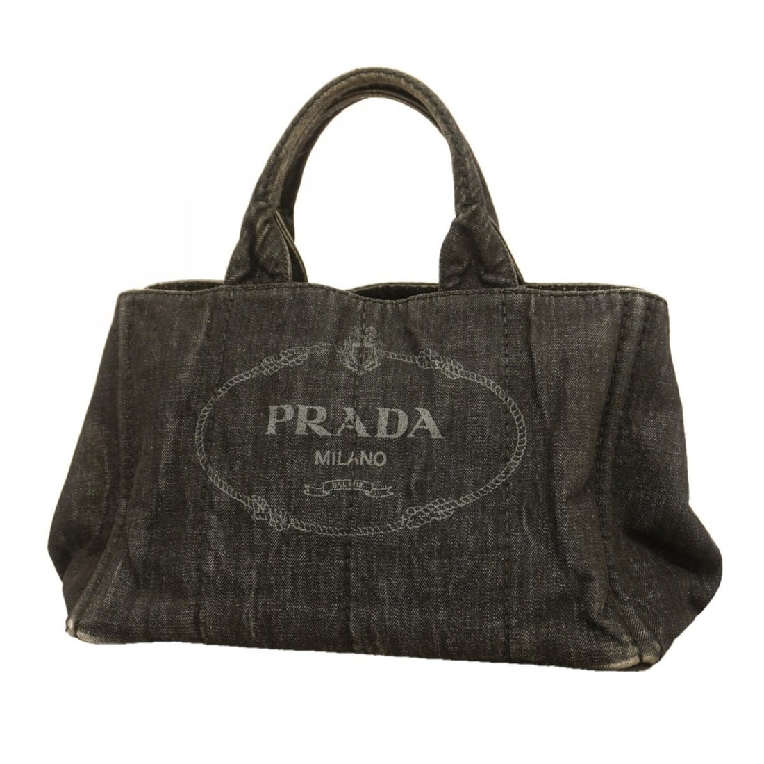 Prada Canapa Denim Tote Bag, Black, Women's P3235391: --- Catalog ---Category: SizeSize (HxWxD): 24cm x 35cm x 21.5cm / 9.44'' x 13.77'' x 8.46''Category: DesignType: Tote bagColor: BlackGender: WomenMaterial: Denim Hardware Color: GoldCategory: GeneralB