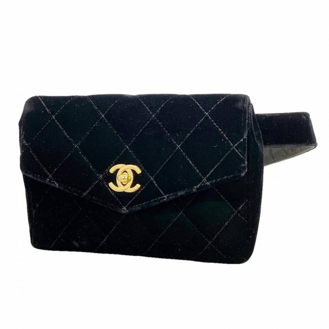 Chanel Matelassé Velour Waist Bag, Black, Women's, P3216449: --- Catalog ---Category: SizeSize (HxWxD): 14cm x 18cm x 3.5cm / 5.51'' x 7.08'' x 1.37''Category: DesignType: Fanny packColor: BlackGender: WomenHardware Color: GoldCategory: GeneralBrand: Chanel--- 