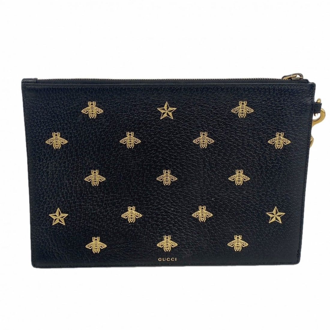 Gucci Clutch Bag Bee 495066 Leather Black Men's P3201327: --- Catalog ---Category: SizeSize (HxWxD): 20.5cm x 30cm x 1.5cm / 8.07'' x 11.81'' x 0.59''Category: DesignType: Clutch bagColor: BlackGender: MenMaterial: Leather Hardware Color: GoldCategory: Gener