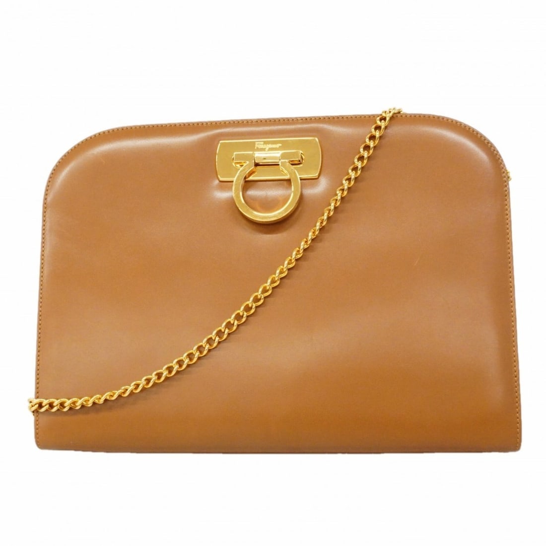 Salvatore Ferragamo Gancini Leather Shoulder Bag, Brown, Women's: --- Catalog ---Category: SizeSize (HxWxD): 20cm x 27.5cm x 5.5cm / 7.87'' x 10.82'' x 2.16''Category: DesignType: Shoulder bagColor: BrownGender: WomenMaterial: Leather Hardware Color: GoldCategory: G