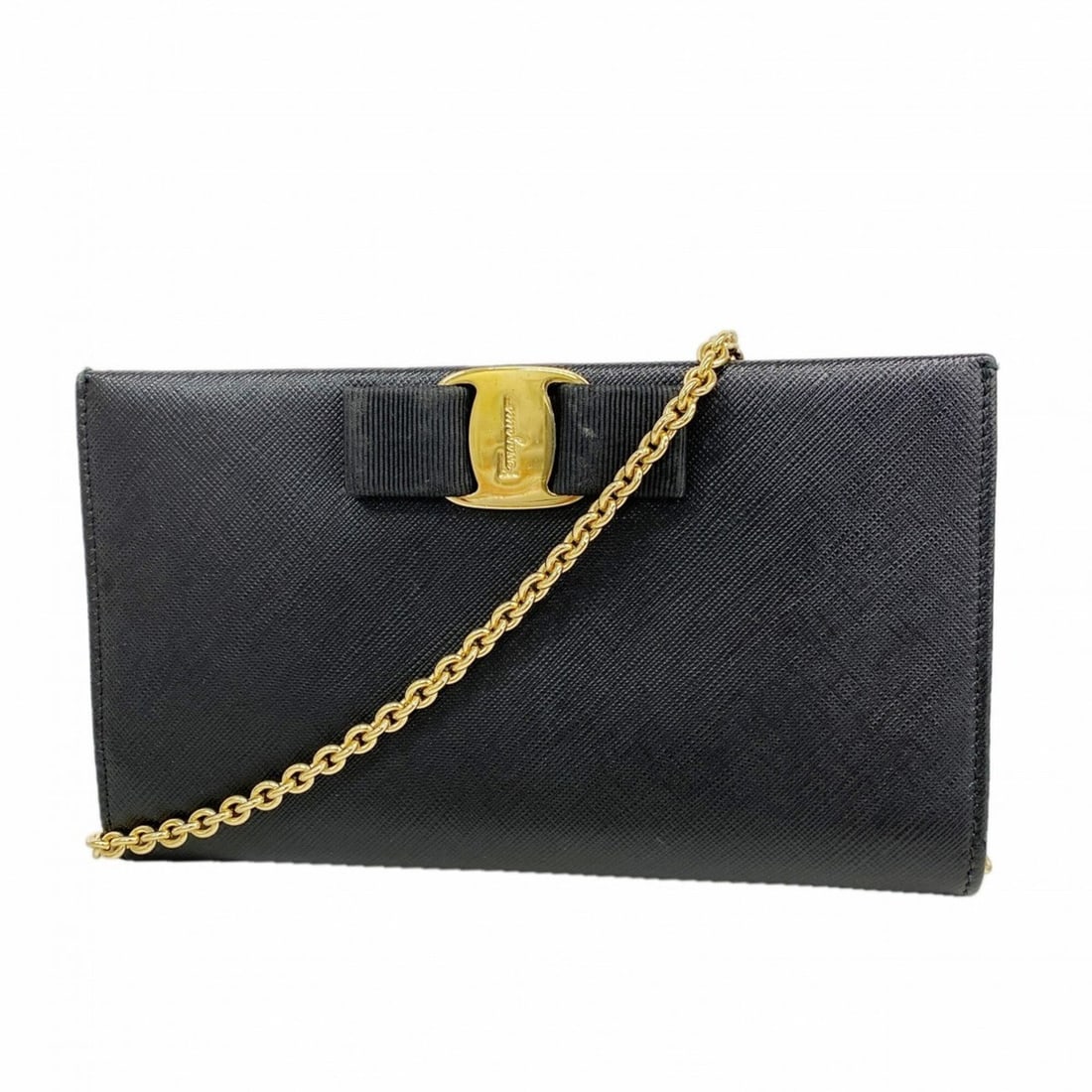 Salvatore Ferragamo Wallet/Shoulder Wallet Vara Leather Black Women's: --- Catalog ---Category: SizeSize (HxWxD): 11cm x 19cm x 2cm / 4.33'' x 7.48'' x 0.78''Category: DesignType: Chain/Shoulder walletColor: BlackGender: WomenMaterial: Leather Category: GeneralBrand: Sal