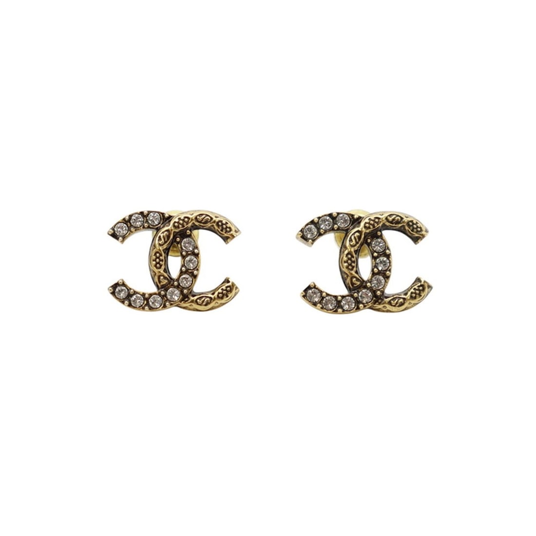 Chanel earrings, Coco Mark stud earrings with rhinestones, I24A ABD766 CHANEL (1 of 13)