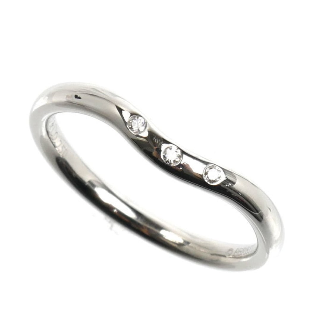 TIFFANY&Co. Tiffany & Co. 18KWG White Gold Curved Band 3PD Ring with Diamonds, 2.9g, Women's (1 of 15)