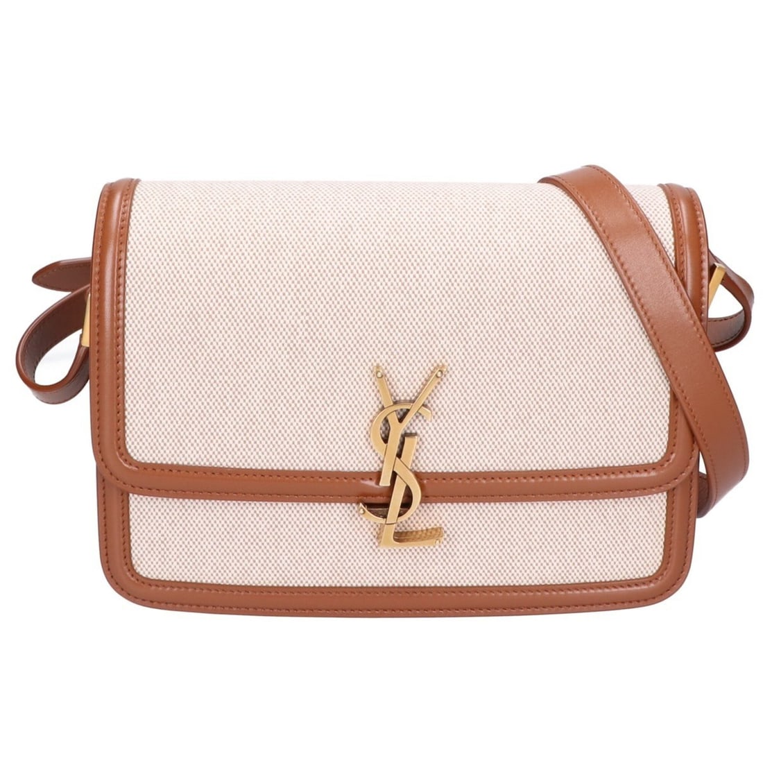Yves Saint Laurent SAINT LAURENT PARIS 634305 Canvas x Leather Solferino Medium Flap Shoulder Bag,: --- Catalog ---Category: SizeSize (HxWxD): 16cm x 23cm x 5.5cm / 6.29'' x 9.05'' x 2.16''Category: DesignType: Shoulder bagColor: BrownGender: WomenMaterial: Canvas Hardware Color: GoldCategory: Gener
