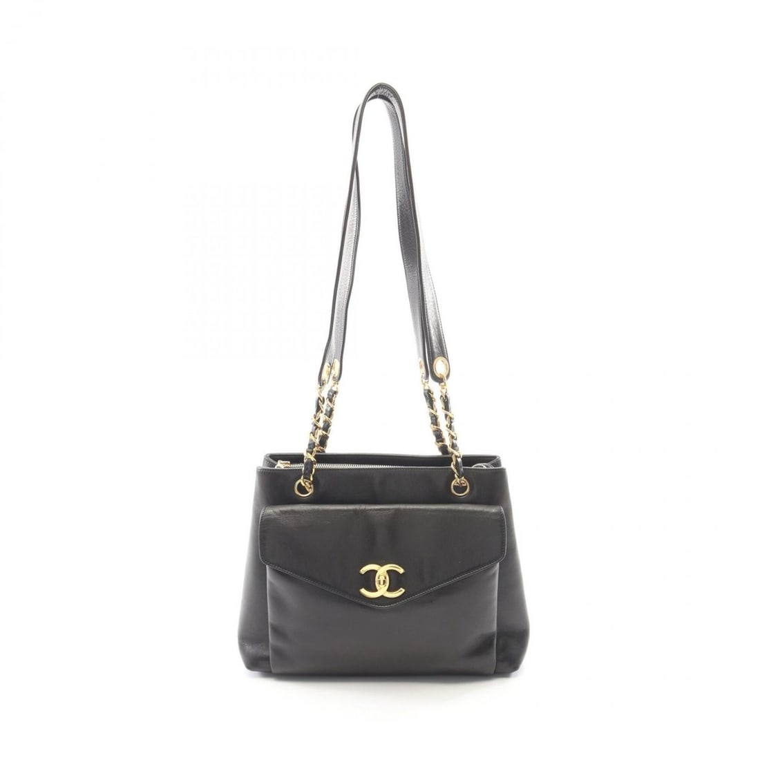 Chanel Coco Mark Tote Bag Handbag, Lambskin Leather, Women's, Black: --- Catalog ---Category: SizeSize (HxWxD): 23.5cm x 31cm x 9cm / 9.25'' x 12.2'' x 3.54''Category: DesignType: Handbag, Tote bagColor: BlackGender: WomenMaterial: Leather Leather/Fur Type: LambskinCat