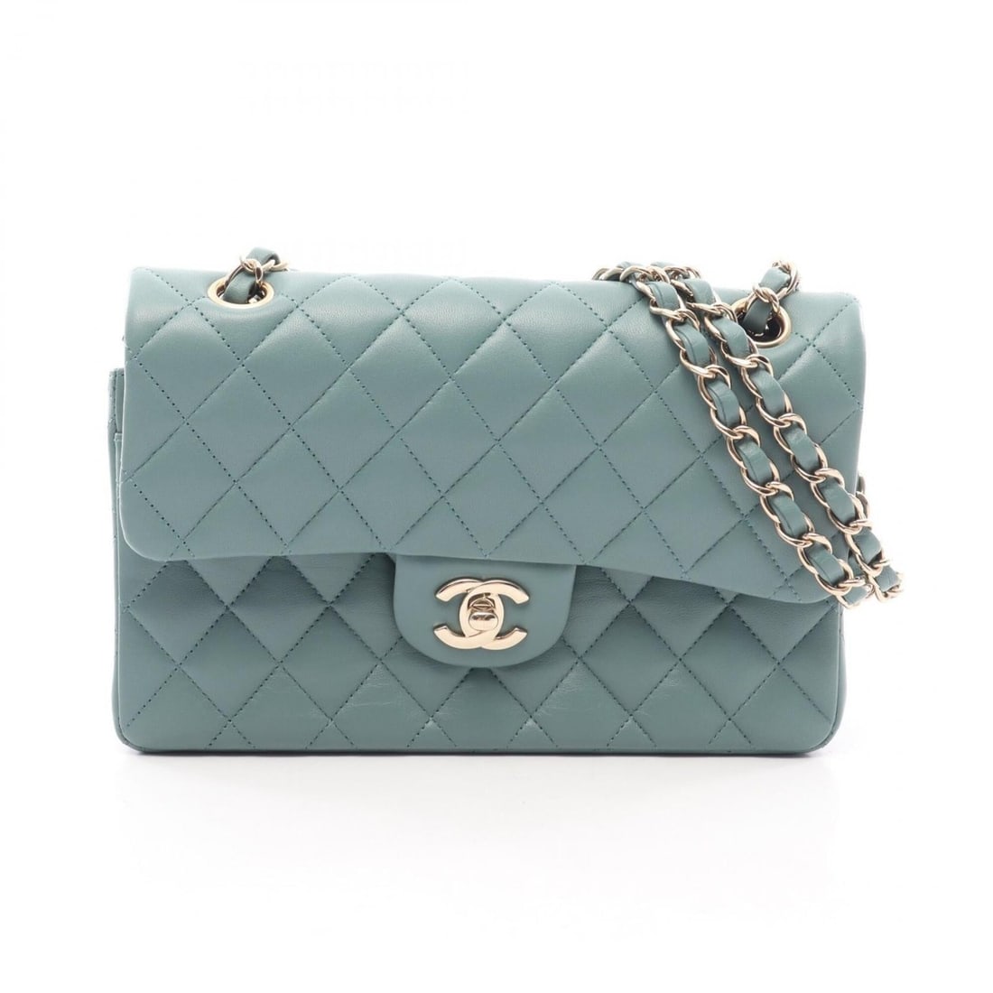 Chanel Matelassé Double Flap Shoulder Bag/Handbag, Lambskin Leather, Women's, Green: --- Catalog ---Category: SizeSize (HxWxD): 14cm x 23cm x 6cm / 5.51'' x 9.05'' x 2.36''Category: DesignType: Handbag, Shoulder bagColor: GreenGender: WomenMaterial: Leather Leather/Fur Type: LambskinC