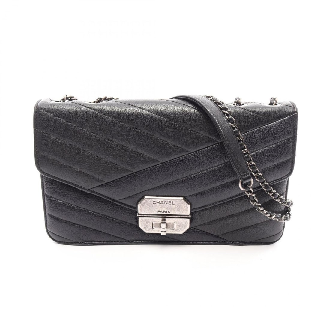 Chanel 2.55 Bias Stitch Shoulder Bag Handbag Leather Women's Navy Black: --- Catalog ---Category: SizeSize (HxWxD): 15cm x 26cm x 5cm / 5.9'' x 10.23'' x 1.96''Category: DesignType: Handbag, Shoulder bagColor: Black, NavyGender: WomenMaterial: Leather Category: GeneralBran