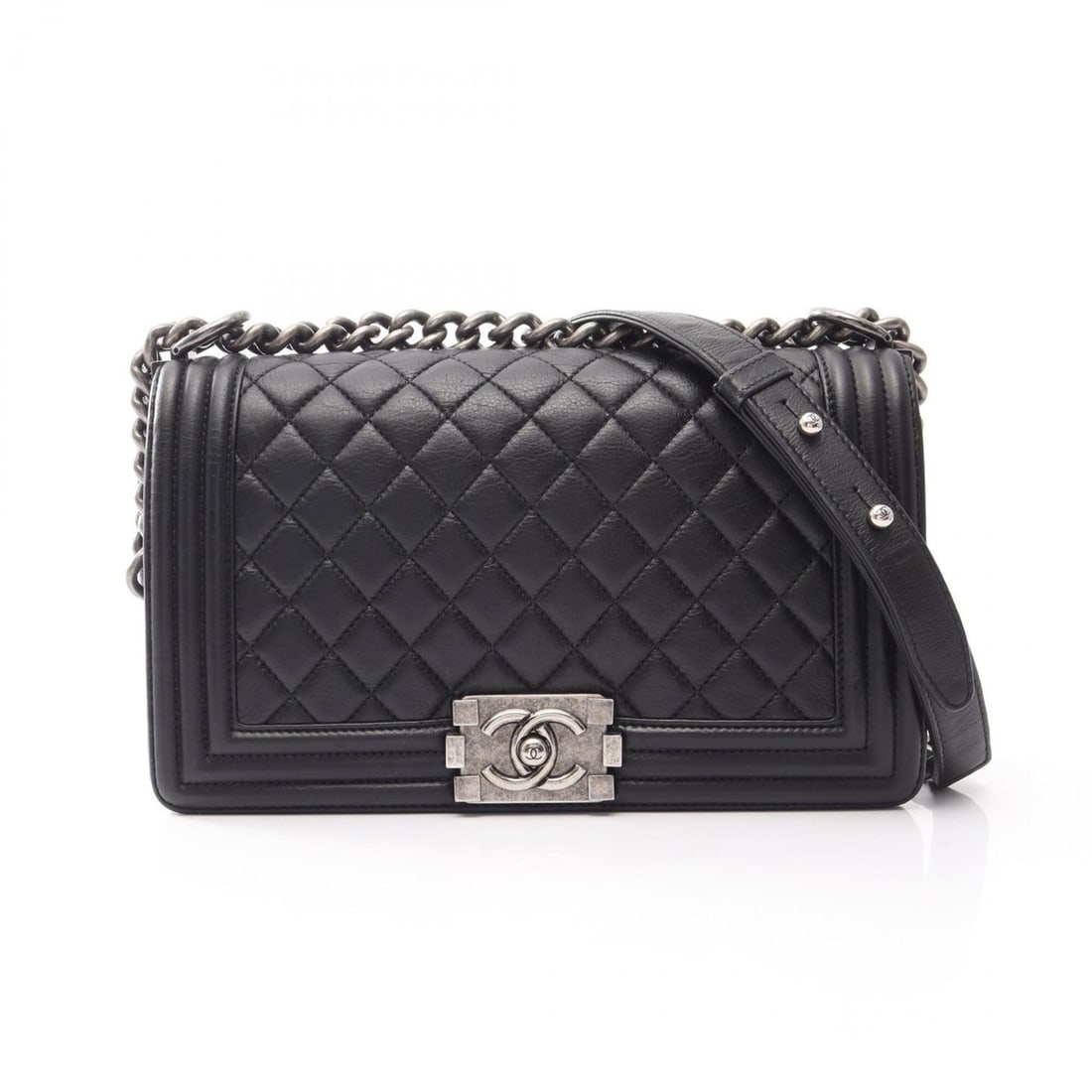 Chanel Boy Shoulder Bag/Handbag, Lambskin Leather, Women's, Black, A67086: --- Catalog ---Category: SizeSize (HxWxD): 14.5cm x 25cm x 7cm / 5.7'' x 9.84'' x 2.75''Category: DesignType: Handbag, Shoulder bagColor: BlackGender: WomenMaterial: Leather Leather/Fur Type: Lambskin