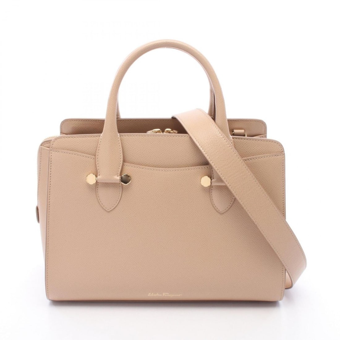 Salvatore Ferragamo TODAY 2-Way Handbag, Leather, Women's, Beige (1 of 20)