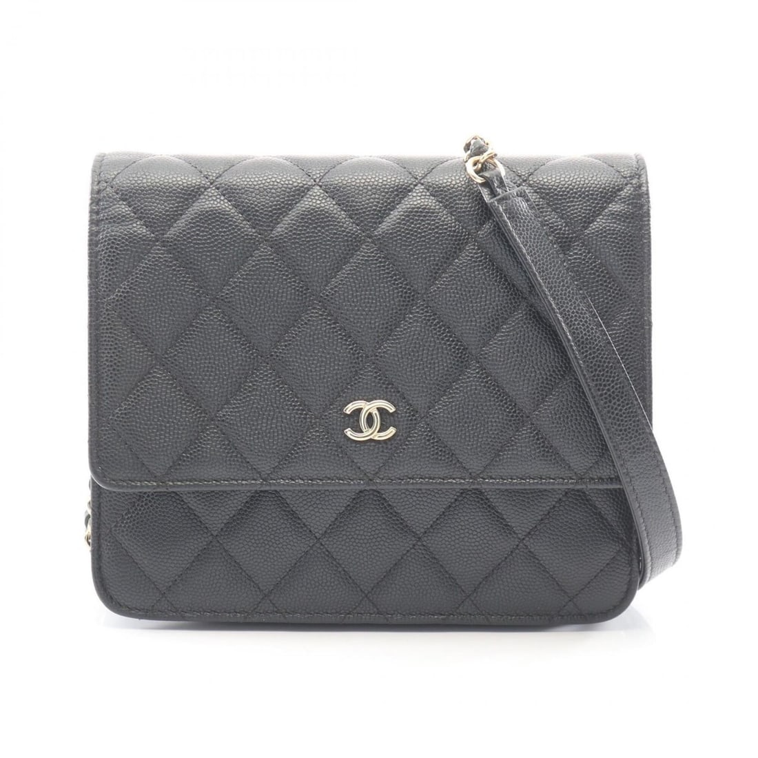 Chanel Matelassé Shoulder Bag/Handbag, Caviar Leather (Grained Calfskin), Women's, Black: --- Catalog ---Category: SizeSize (HxWxD): 14cm x 17cm x 2cm / 5.51'' x 6.69'' x 0.78''Category: DesignType: Handbag, Shoulder bagColor: BlackGender: WomenMaterial: Grained Calfskin Category: GeneralB