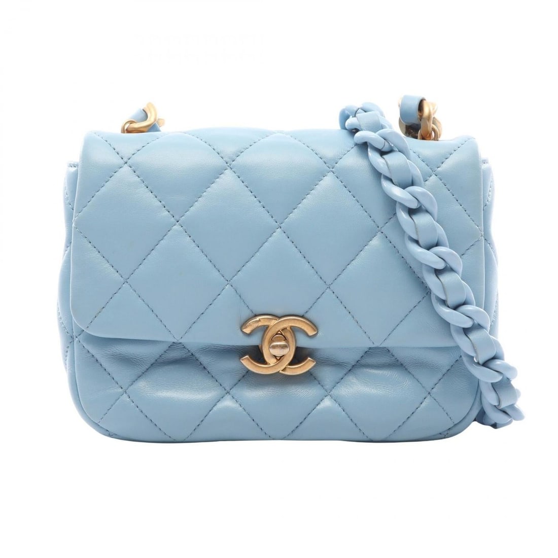 Chanel Matelassé Combination Hardware Shoulder Bag/Handbag, Lambskin Leather, Women's, Blue: --- Catalog ---Category: SizeSize (HxWxD): 13cm x 18cm x 5cm / 5.11'' x 7.08'' x 1.96''Category: DesignType: Handbag, Shoulder bagColor: BlueGender: WomenMaterial: Leather Leather/Fur Type: LambskinCa