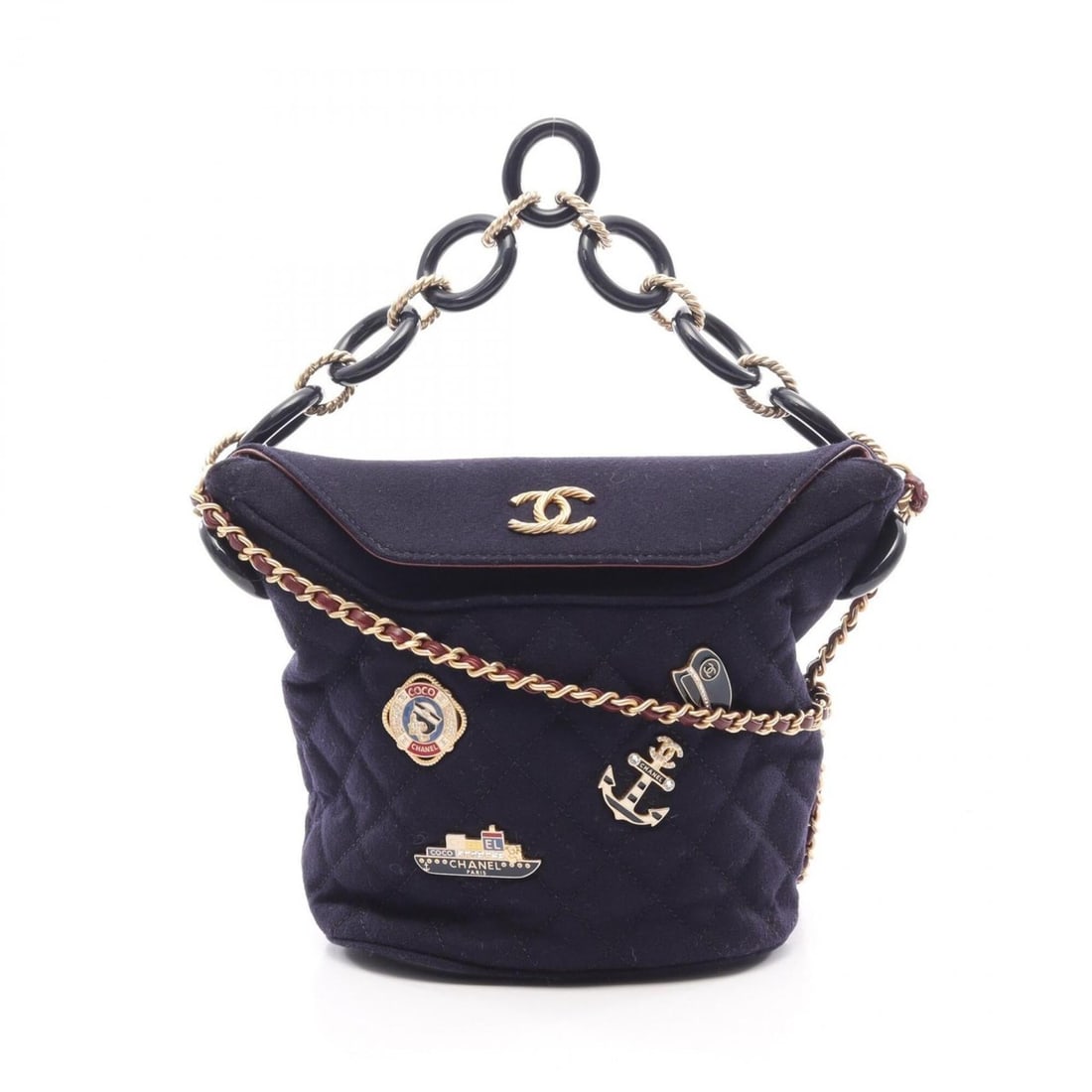 Chanel Paris Hamburg Shoulder Bag/Handbag, Wool, Women's, Navy, A57868: --- Catalog ---Category: SizeSize (HxWxD): 15cm x 16cm x 11cm / 5.9'' x 6.29'' x 4.33''Category: DesignType: Handbag, Shoulder bagColor: NavyGender: WomenMaterial: Wool Category: GeneralMPN: A57868Bra
