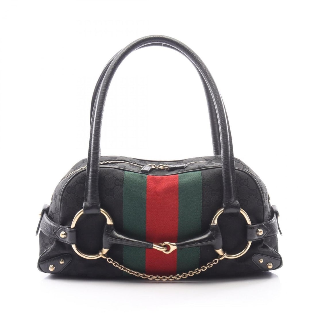 Gucci Horsebit GG Canvas Handbag, Leather, Women's, Black, Red, Green, 131092: --- Catalog ---Category: SizeSize (HxWxD): 18cm x 38cm x 12cm / 7.08'' x 14.96'' x 4.72''Category: DesignType: HandbagColor: Black, Green, Red colorGender: WomenMaterial: GG canvas , Leather Category: