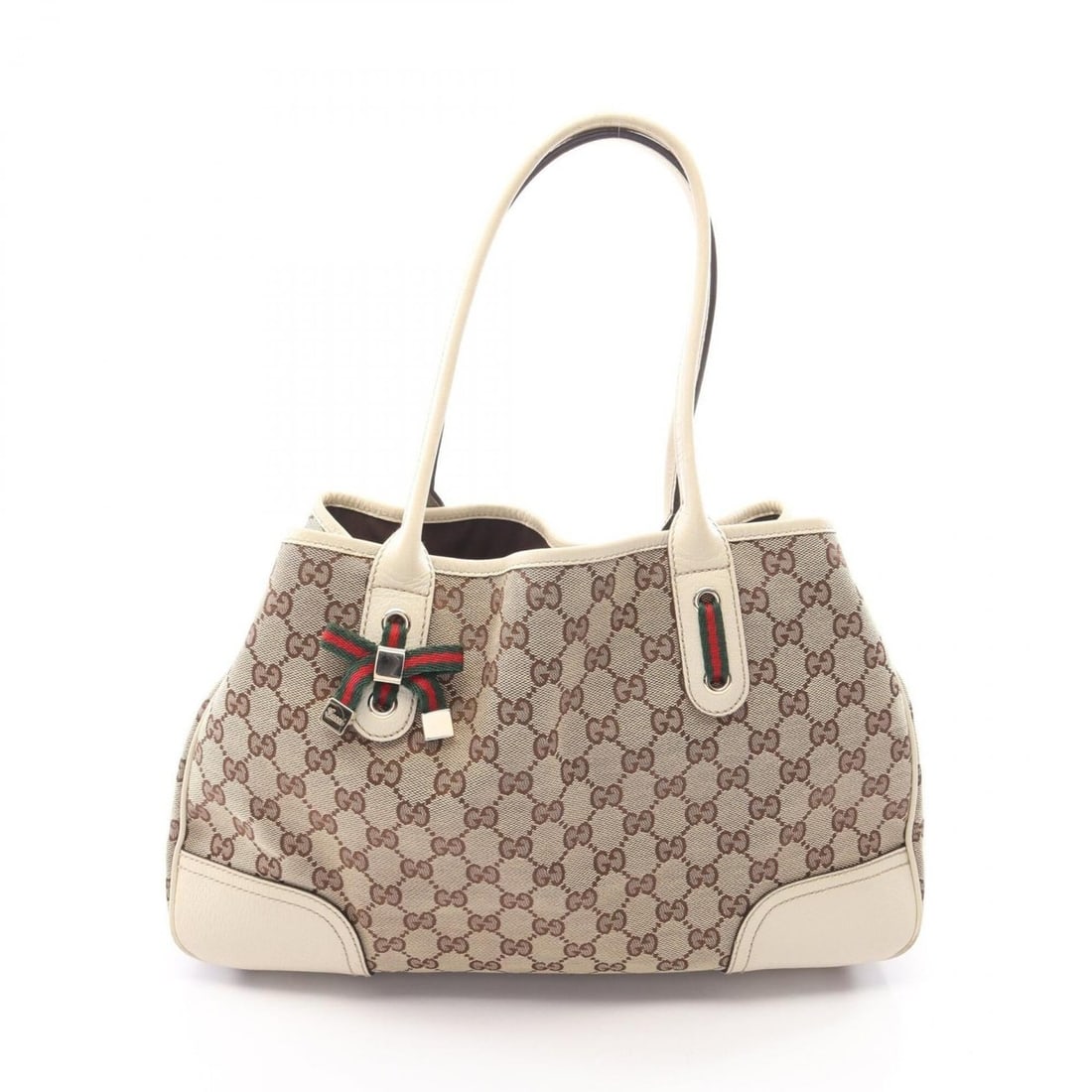 Gucci Princy Sherry Line GG Canvas Tote Bag Handbag Leather Women's Beige/White 163805 (1 of 9)