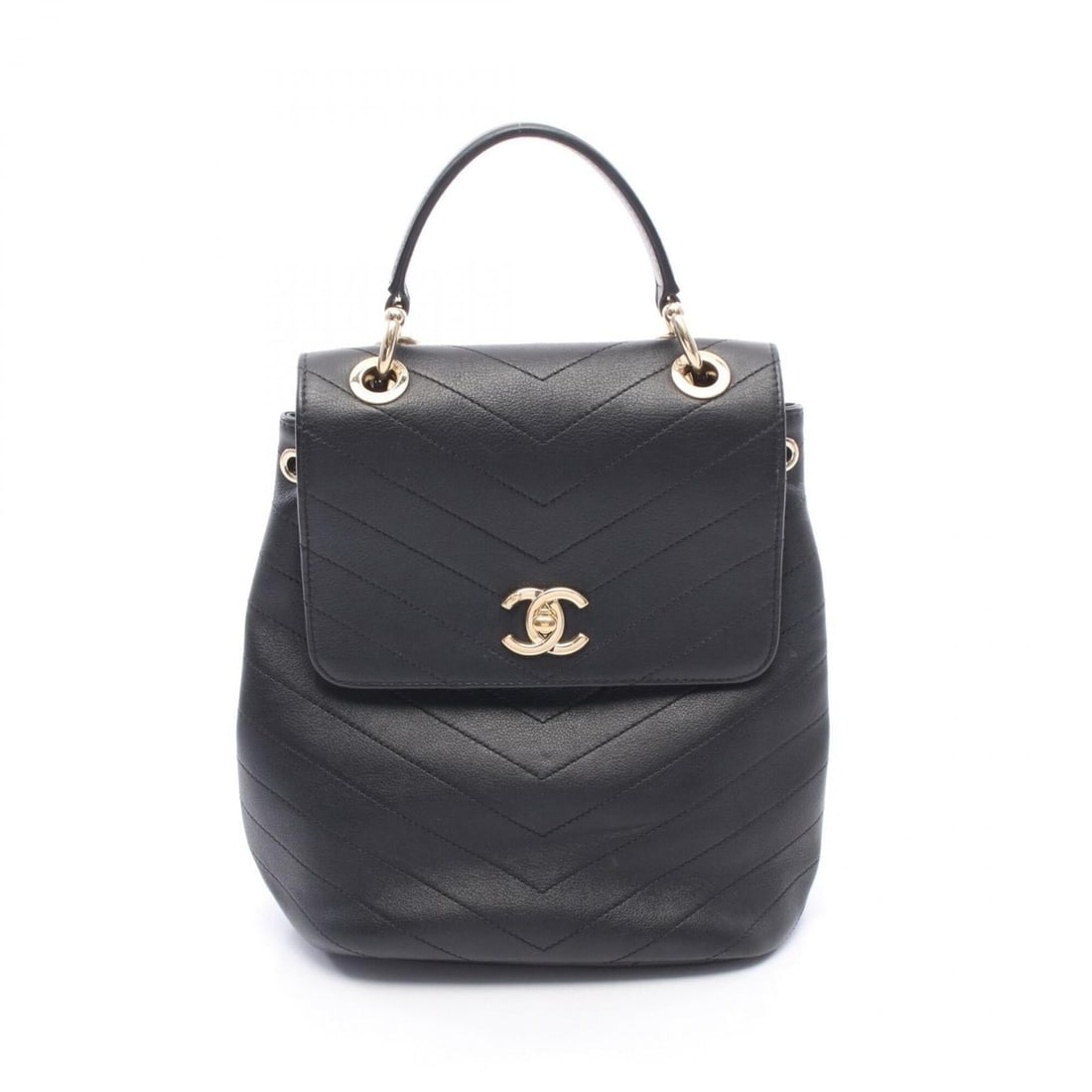 Chanel Chevron V-stitch Backpack/Handbag, Leather, Women's, Black (AS0640): --- Catalog ---Category: SizeSize (HxWxD): 24cm x 19cm x 11cm / 9.44'' x 7.48'' x 4.33''Category: DesignType: Backpack, HandbagColor: BlackGender: WomenMaterial: Leather Category: GeneralMPN: AS0640Br